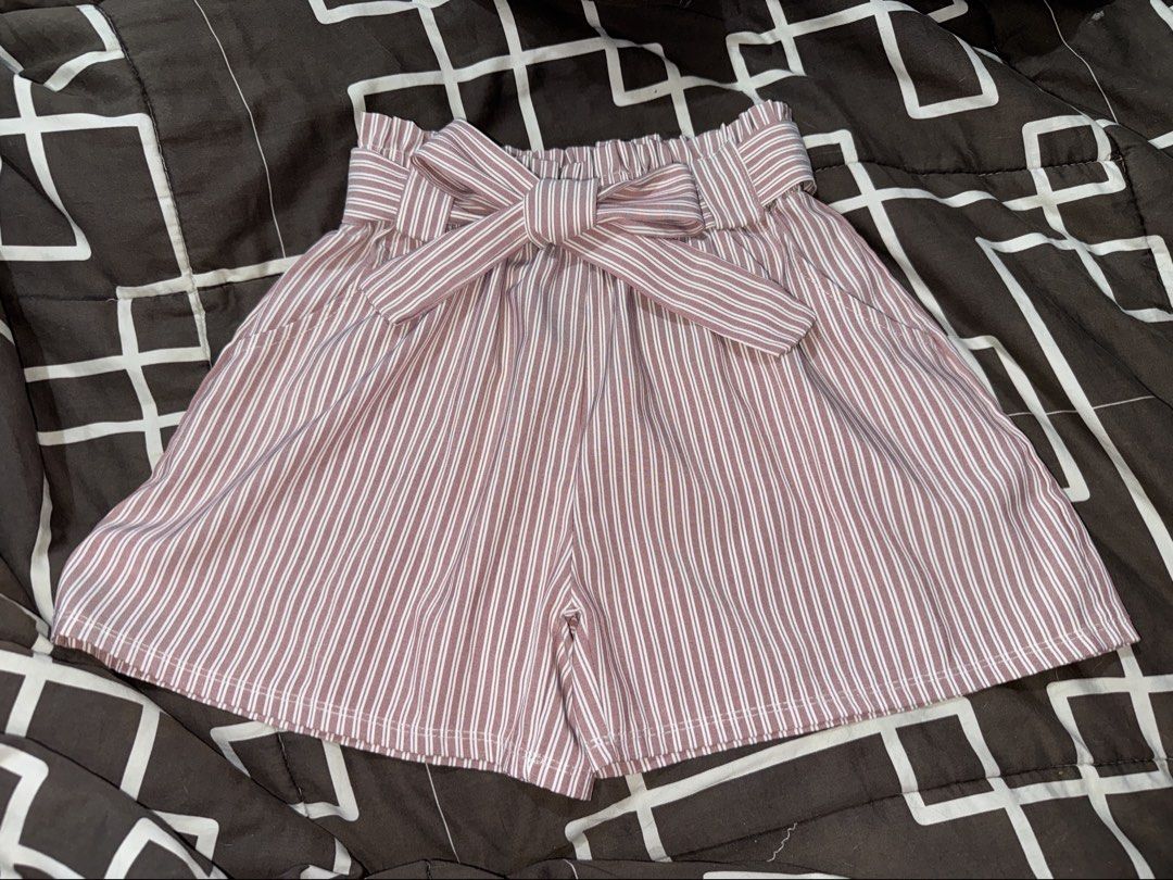 Pink Striped Shorts with Belt (Category: Shorts) located in Cavite. Submitted by mjpv22 (Listing ID 1446075570, Image 1). Description: - Stretchable waistband - Measurement on photo - Other clothing items available at profile :) .