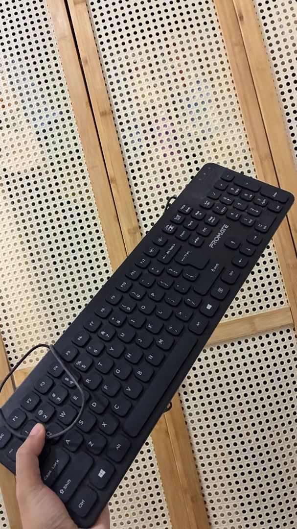 Promate Wired Keyboard (Category: Computer Keyboard) located in Muntinlupa City. Submitted by peppermench (Listing ID 1446073257, Image 1). Description: - Promate wired keyboard - Slim and sleek design - Perfect for everyday typing and general use - Tested and works perfectly - Selling because of setup upgrade.