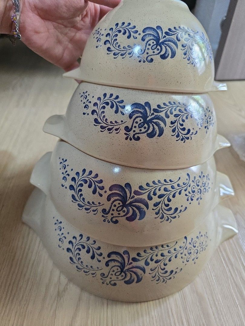 Pyrex Bowls Set Blue Floral set 4492797067181445120