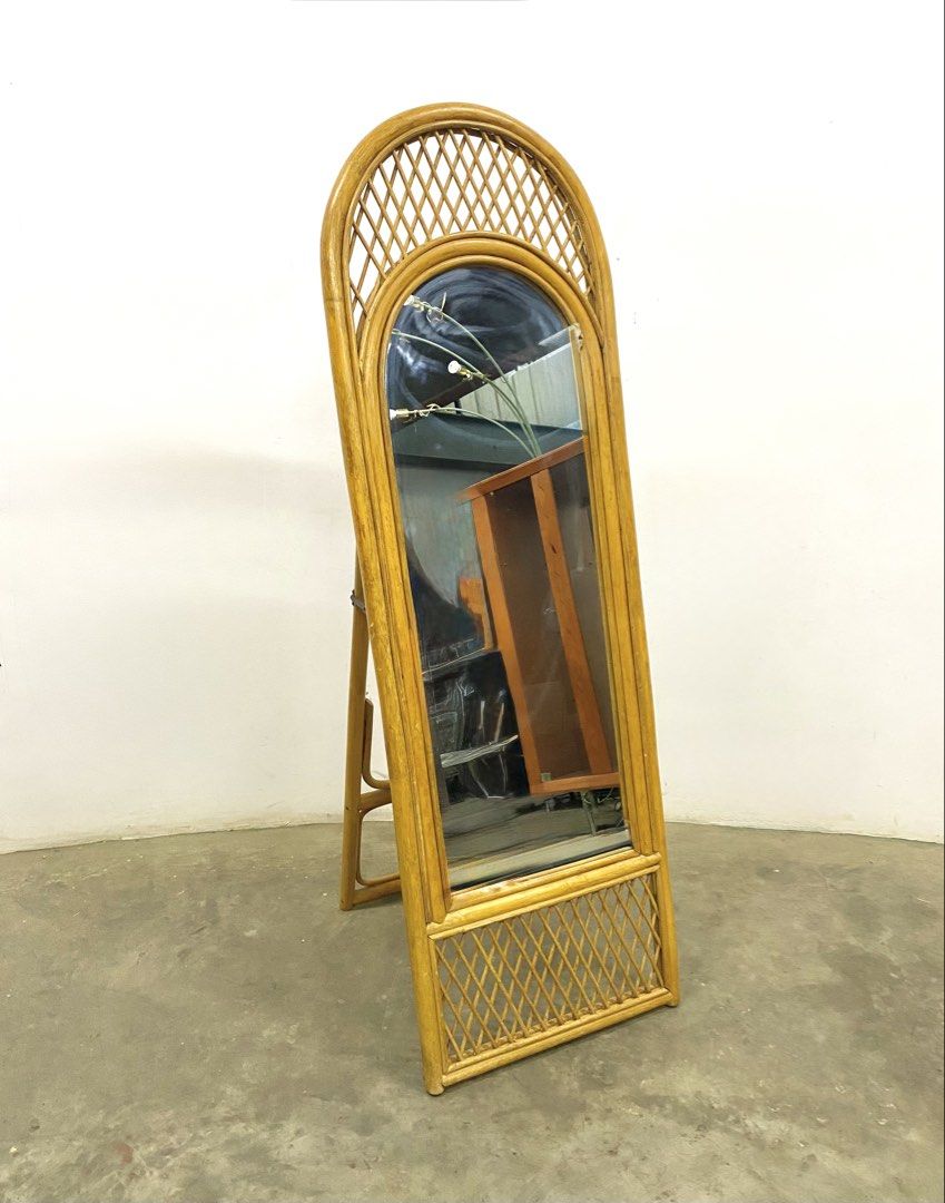Rattan Arch Floor Mirror with Stand (Category: Mirrors) located in Santa Rosa. Submitted by annie_annie83 (Listing ID 1446146525, Image 1). Description: - Full-length rattan mirror - Arched top with intricate woven detail - Built-in stand for easy placement - Ideal for dressing or as a decorative accent - Creates a natural, bohemian atmosphere - Lightweight and portable.