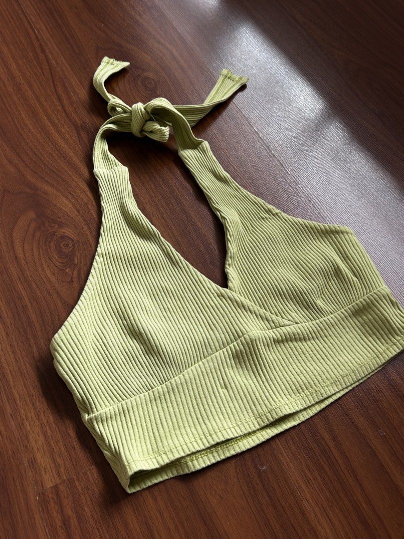Ribbed Halter Neck Crop Top - Lime Green (Category: Sleeveless) located in Quezon City. Submitted by sdnncmp (Listing ID 1446051061, Image 1). Description: - fits XS to S - ties at the back of the neck - good quality, stretchy material dm for any inquiries or questions!.