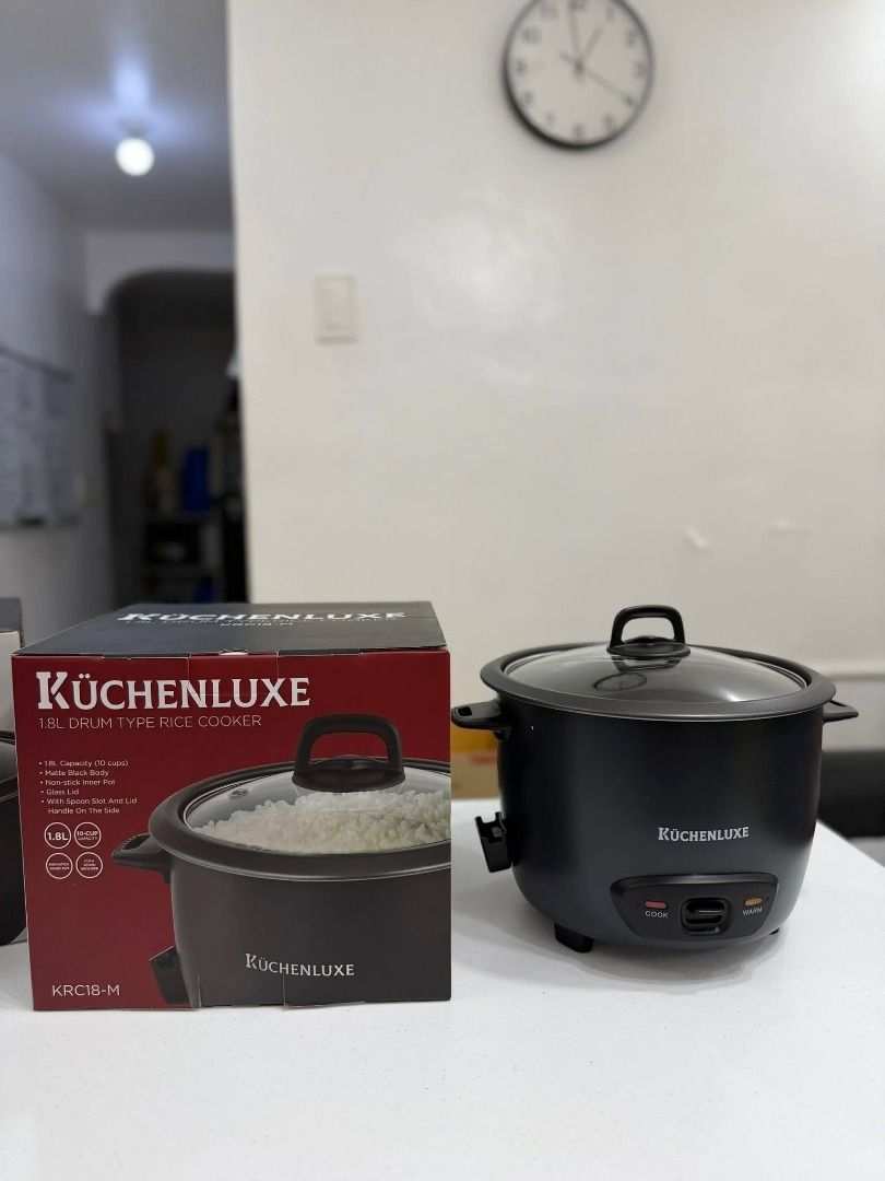 Rice Cooker - Kuchenluxe 1.8L Drum Type (Category: Cookware & Accessories) located in Manila. Submitted by entiretyph (Listing ID 1446105570, Image 1). Description: 🍚 Kuchenlux 1.8L Drum Type Rice Cooker (10 Cups) Cook perfect rice every time with this reliable and easy-to-use 1.8L rice cooker — ideal for daily home use! ✨ Product Features: ✔️ 1.8L Capacity (10 cups) – perfect for families (5–8 persons) ✔️ Automatic Cook & Keep Warm – hassle-fre
