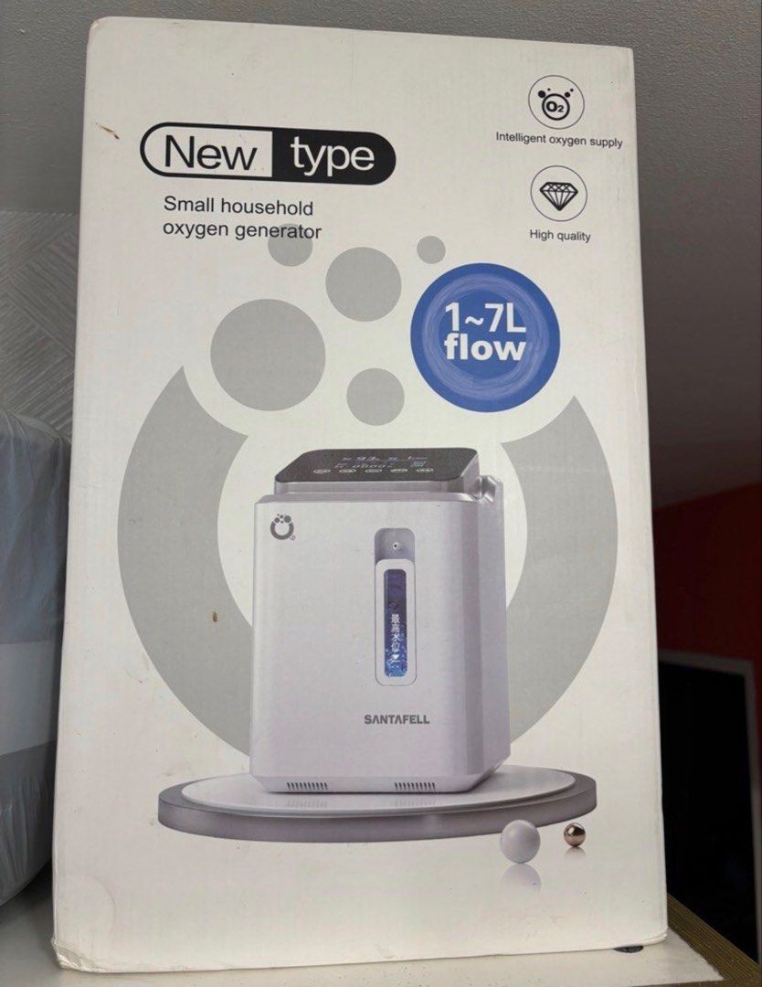 SANTAFELL Small Household Oxygen Generator 1-7L Flow (Category: Medical Supplies & Tools) located in Talisay. Submitted by secondsbyvan (Listing ID 1446090071, Image 2). Description: - SANTAFELL Small Household Oxygen Generator - Intelligent oxygen supply system - Adjustable flow rate: 1 to 7 liters per minute - High-quality construction - Ideal for home use.
