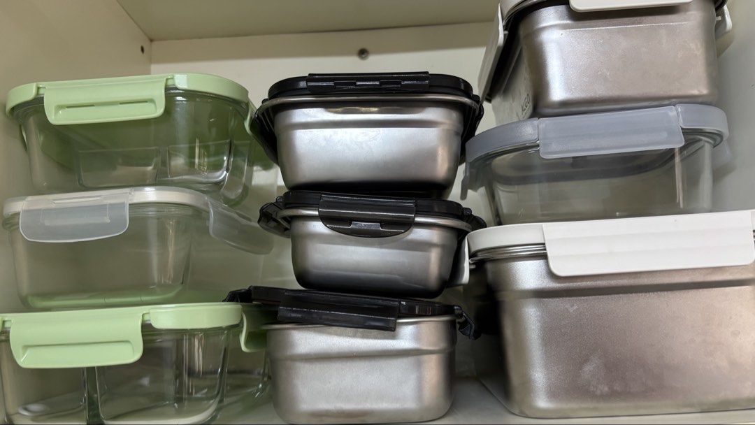 Set of Stainless Steel and Glass Food Containers