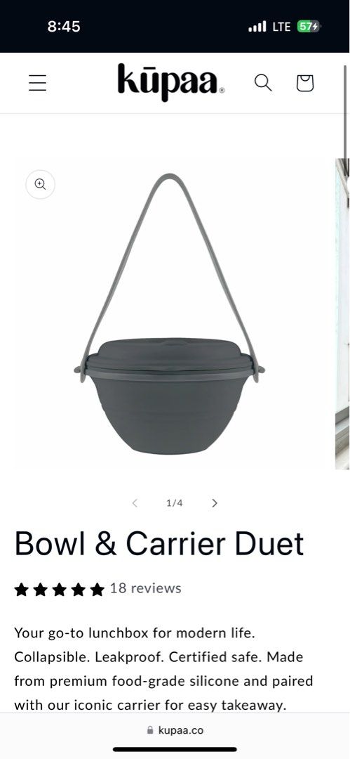 Slate Kūpaa Bowl & Carrier Duet Collapsible Lunchbox