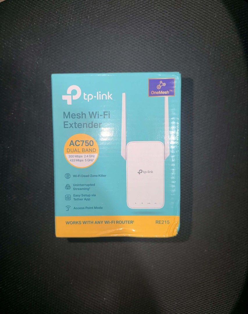 TP Link AC750 Mesh Wi-Fi Extender (Category: Networking) located in Mandaluyong City. Submitted by Uhyeshu (Listing ID 1446061103, Image 1). Description: TP-Link RE215 AC750 Wi-Fi Range Extender BRAND NEW WITH BOX NTC APPROVED .