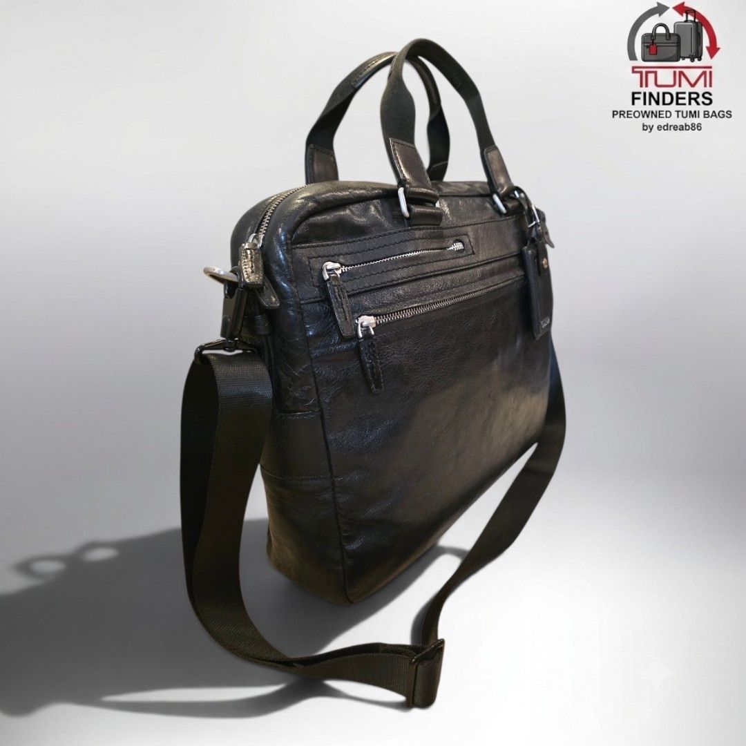 Tumi Laredo Leather Briefcase Messenger Bag (Category: Briefcases) located in Cabuyao City. Submitted by swiftdeer.ed9787 (Listing ID 1446013169, Image 3). Description: For sale Authentic Preowned Tumi Laredo leather briefcass price: 9500 Location: Cabuyao Laguna - Genuine Tumi black leather briefcase - Detachable shoulder strap included - Multiple zippered compartments on the front for organization - Comes with an original Tumi luggage tag - Per