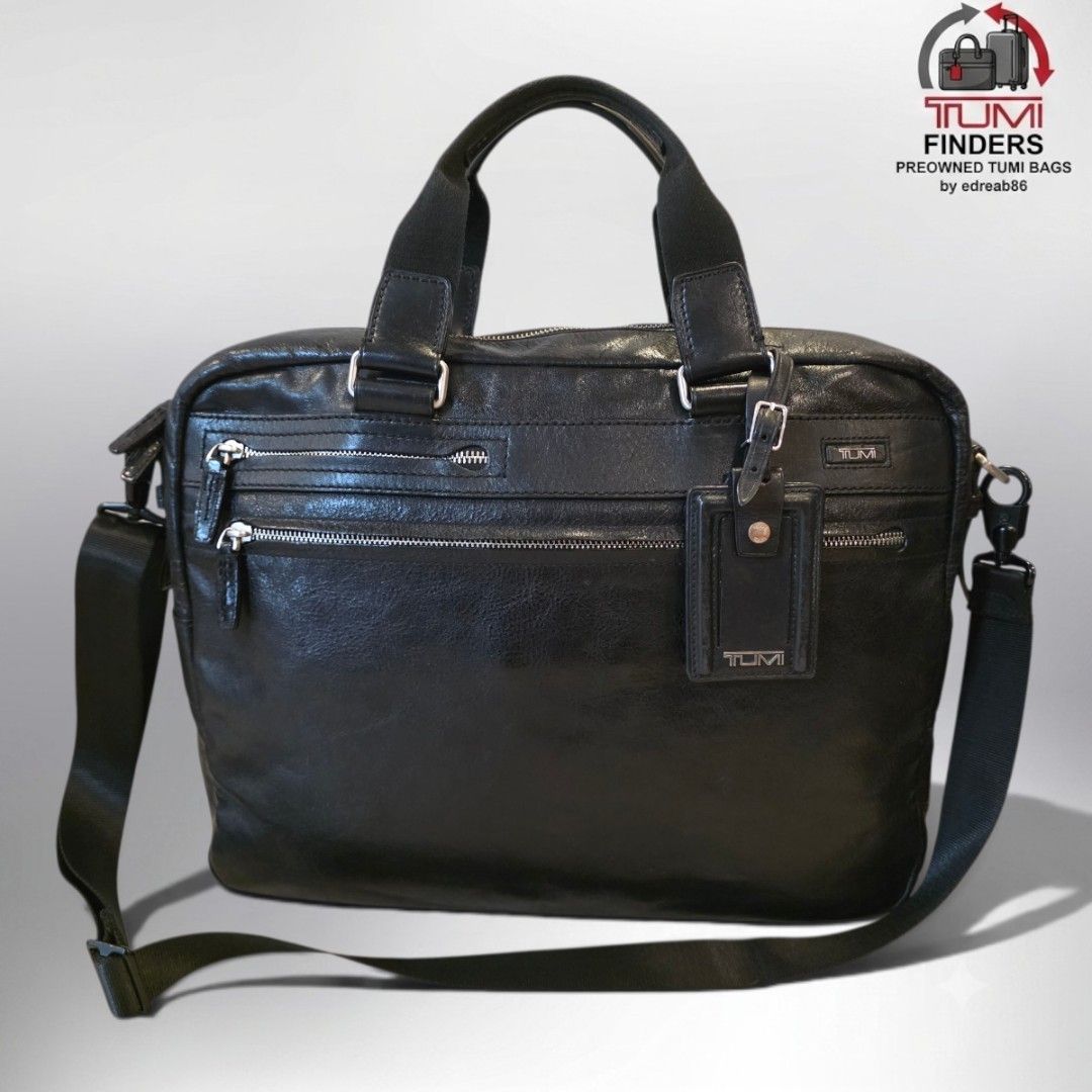 Tumi Laredo Leather Briefcase Messenger Bag (Category: Briefcases) located in Cabuyao City. Submitted by swiftdeer.ed9787 (Listing ID 1446013169, Image 1). Description: For sale Authentic Preowned Tumi Laredo leather briefcass price: 9500 Location: Cabuyao Laguna - Genuine Tumi black leather briefcase - Detachable shoulder strap included - Multiple zippered compartments on the front for organization - Comes with an original Tumi luggage tag - Per
