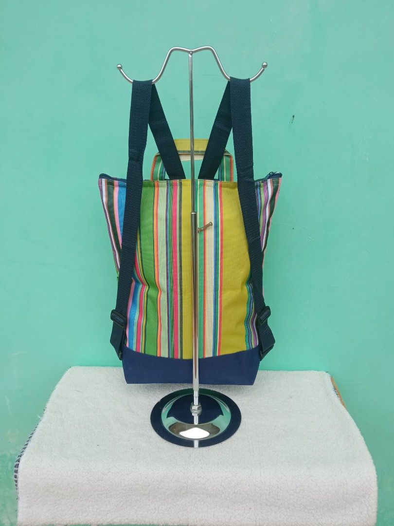 Two-way Colorful Striped Backpack Bag from JAPAN (Category: Backpacks) located in Batangas. Submitted by buddy_and_willow (Listing ID 1446145740, Image 2). Description: ‼️PLEASE READ FULL DESCRIPTION and SEE ALL PHOTOS‼️ - Fun and colorful striped design - Secure top zipper closure - Lightweight 📍LOCATION: LIPA, BATANGAS ***PAYMENT FIRST via Gcash, GoTyme or BPI only. NOTE: For GCash payment, we will not accept those with "Send Money Protect" be