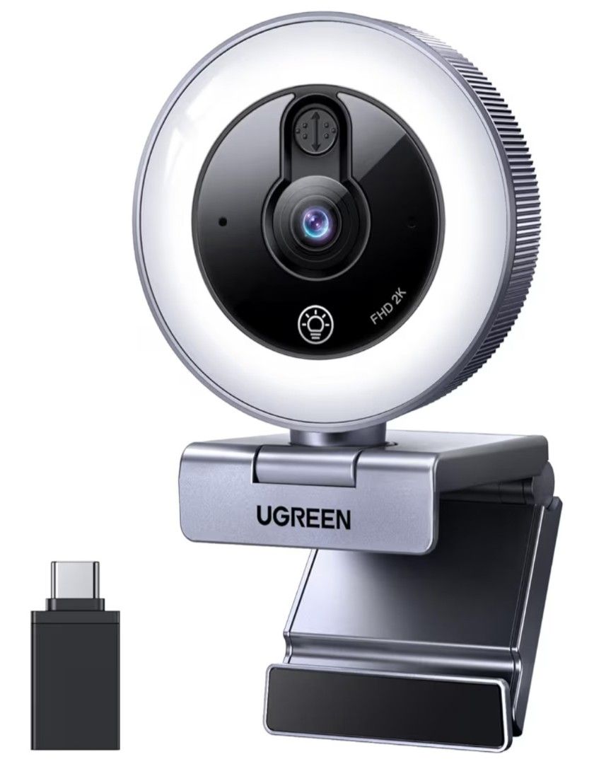 UGREEN 2K Webcam with Ring Light