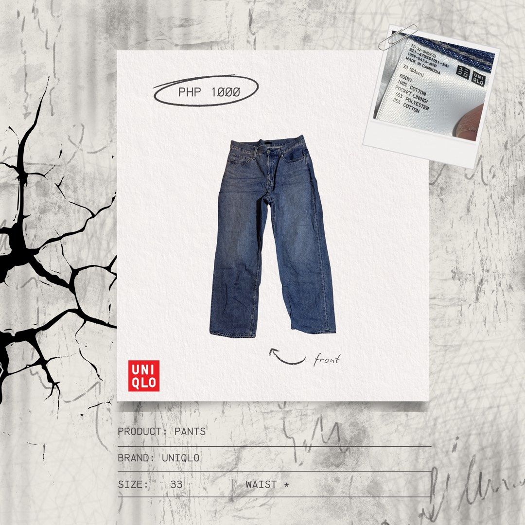 Uniqlo Jeans Size 33 (Category: Jeans) located in Manila. Submitted by weshside (Listing ID 1446150013, Image 1). Description: - Brand: Uniqlo - Size: 33 - Color: Classic Blue Denim - Fit: Straight Leg - Condition: Good for everyday wear - Price: PHP 1000 - Feel free to ask any questions!.