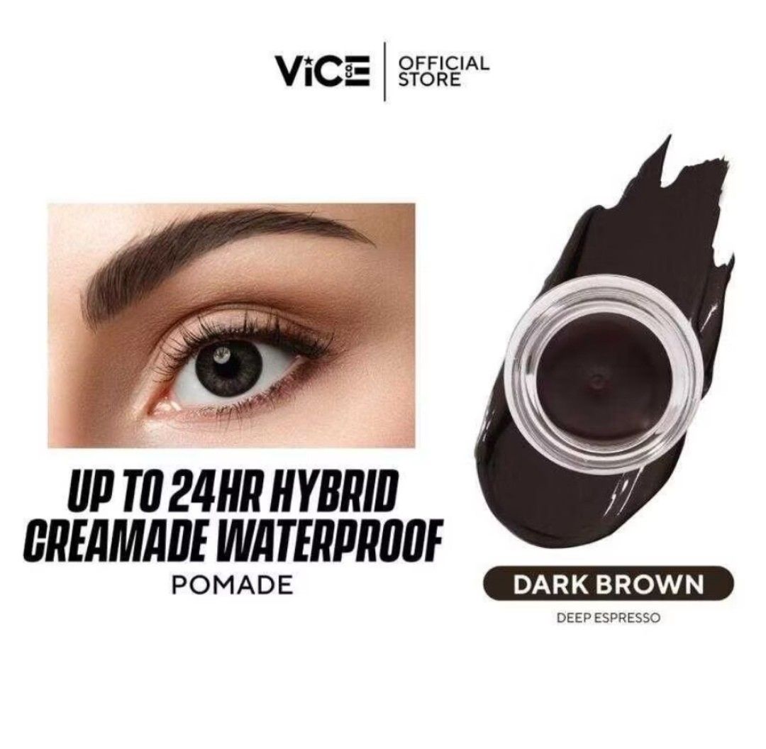 Vice Cosmetics Waterproof Pomade (Category: Makeup) located in Lingayen. Submitted by kat_declutter (Listing ID 1446126578, Image 1). Description: - VICE Official Store Hybrid Creamade Waterproof Pomade -P395 orig price - Shade: Dark Brown (Deep Espresso) - Waterproof and lasts up to 24 hours - Smudge-proof and long-lasting formula - Ideal for defining eyebrows - Comes in a convenient pot with a lid.