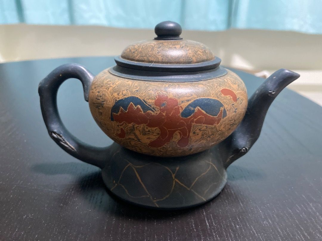 Vintage Ceramic Teapot with Dragon Motif