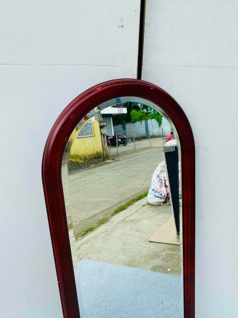 Wall Hang Mirror (Category: Mirrors) located in Manila. Submitted by elliefurnies31 (Listing ID 1446029348, Image 3). Description: JAPAN SURPLUS SOLID WOOD ARC WALL MIRROR HALF-BODY IN GOOD CONDITION SIZE: 14L" x 50H" inches.