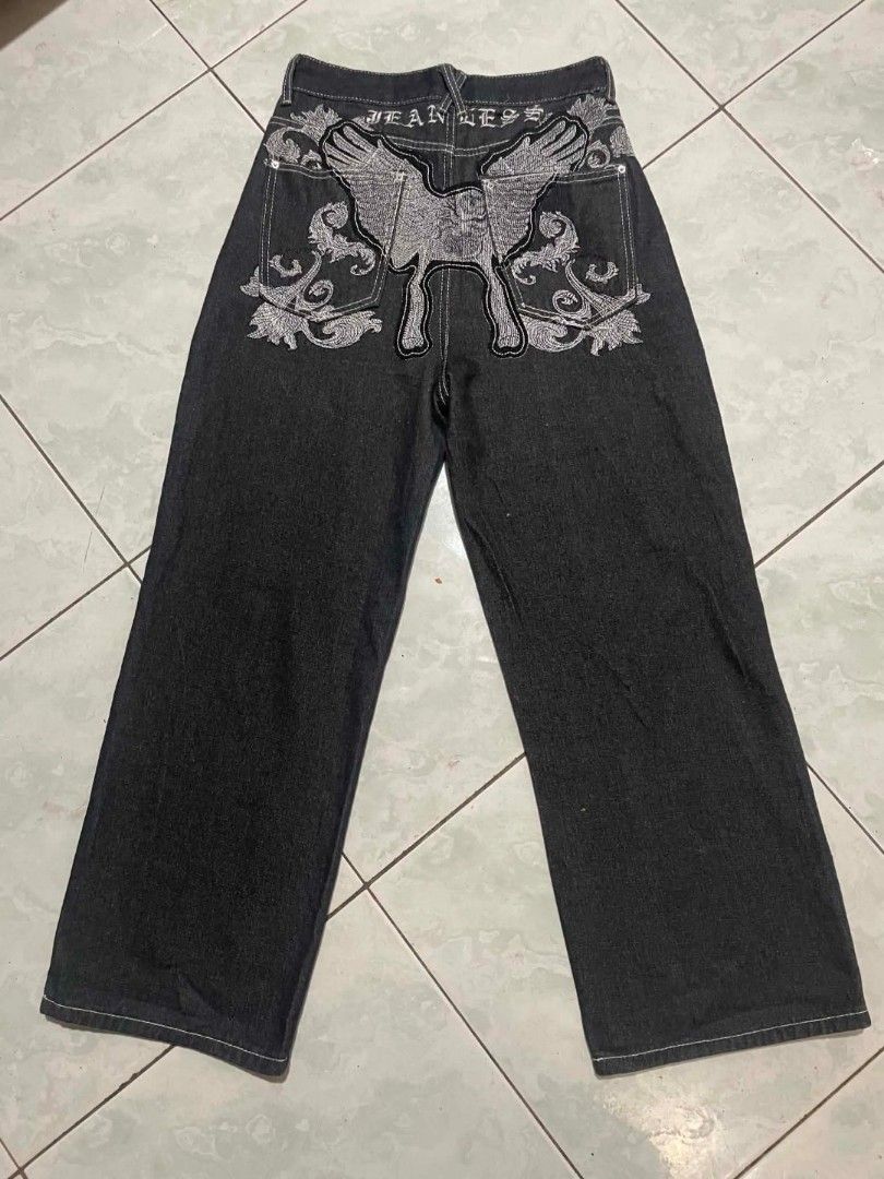 Y2k retro skull wing embroidered (Category: Jeans) located in Manila. Submitted by mikeee03 (Listing ID 1446081360, Image 3). Description: Y2k retro skull wing embroidered Good condition Issue: None No tags Negotiable.