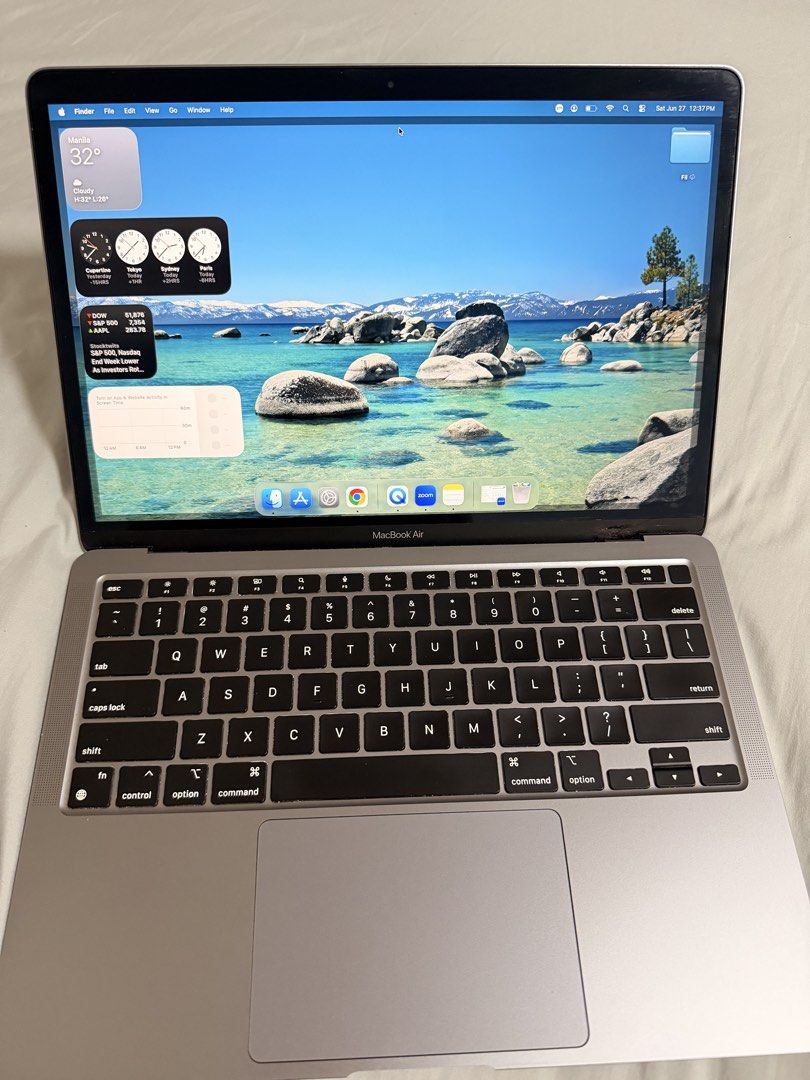 Apple MacBook Air M1, 2020 (Category: Laptops & Notebooks) located in Quezon City. Submitted by racqi08 (Listing ID 1446197199, Image 1). Description: FOR SALE: MacBook Air M1 (2020) – Space Gray ✨ Apple M1 Chip ✨ 8GB Unified Memory ✨ 256GB SSD ✨ 13.3” Retina Display ✨ Updated to macOS Tahoe 26.5.1 ✨ Fast and smooth performance for work, school, Zoom, Canva, coding, and everyday use. 📌 Inclusions: ✔️ Original charger ✔️ Sleeve bag ❌ No box 📌 Ho
