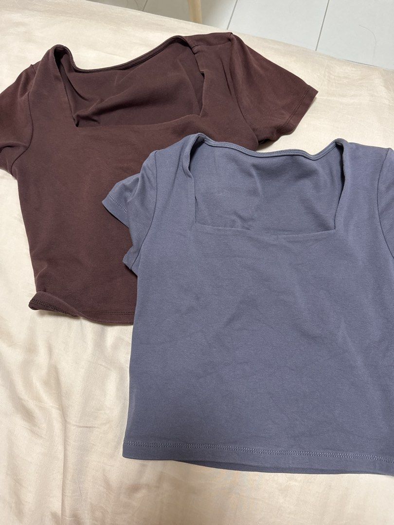 basic square neck top (Category: Blouses) located in Singapore. Submitted by pearlescent_ (Listing ID 1446184043, Image 1). Description: a bit too big for me god quality $4 for one, $7 for both .