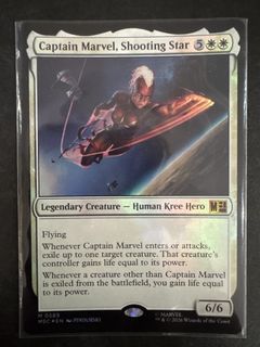 mtg card with shooting star FOIL Captain Marvel, If Falling Star doesnt turn completely over at least once during the flip Where to find Magic: The