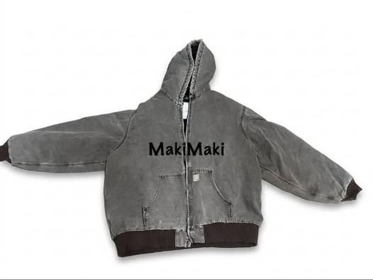 Carhartt Hooded Work Jacket Heavy Duty (Category: Coats, Jackets and Outerwear) located in Caloocan City. Submitted by da_decluttering_thrifty (Listing ID 1446256140, Image 1). Description: - Classic Carhartt work jacket - Grey wash canvas exterior - Warm black quilted lining - Attached hood - Zipper front closure - Ribbed cuffs and hem for a snug fit - Built for durability and long-lasting wear - Perfect for work or everyday casual style - Negot
