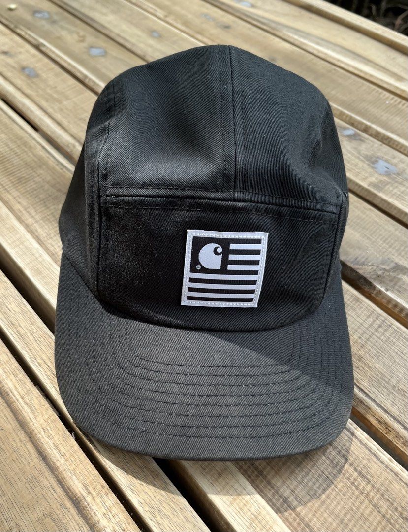 Carhartt WIP State Starter Cap featuring a five-panel (Category: Caps & Hats) located in Gingoog City. Submitted by lokalthriftstop (Listing ID 1446166839, Image 1). Description: Carhartt WIP x Starter "State Flag" 5-Panel Cap - Black Selling this classic Carhartt WIP 5-panel camper hat featuring the iconic "State Square" flag patch. Great streetwear staple in excellent condition. Brand-Carhartt WIP x Starter Style- 5 panel/Camper Hat Material- 1