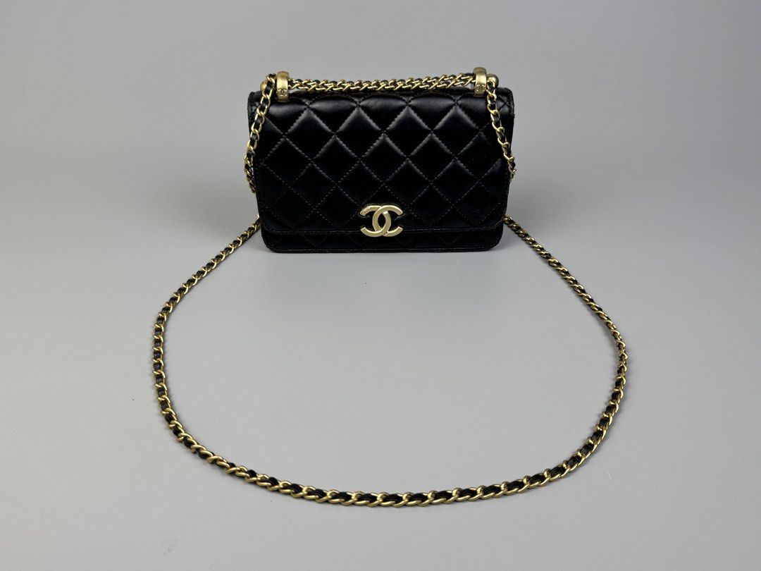 Chanel - Quilted Lambskin Leather Gold Hardware - WOC (Category: Luxury Bags & Wallets) located in Quezon City. Submitted by japon_rose (Listing ID 1446265749, Image 3). Description: READ DESCRIPTION FIRST BEFORE YOU START A DEAL Chanel - Quilted Lambskin Leather Gold Hardware - WOC ( Can be used to shoulder and crossbody ) Color: Black Can fit any phone even iPhone 17/ PM with wallet or etc. Dimensions: Length: 5 Width: 7.5 Side: 1.5 Under: 2 Sh