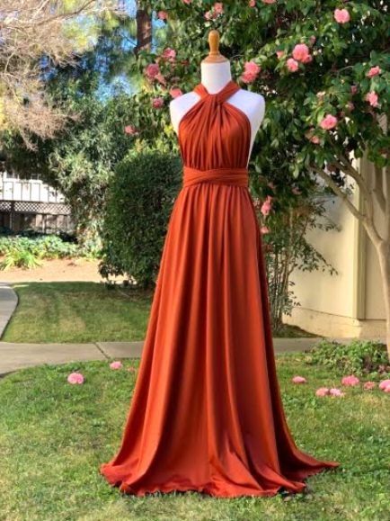 Convertible Infinity Dress - Rust Orange ( 3pcs available) (Category: Evening dresses & gowns) located in San Pedro. Submitted by emplaything (Listing ID 1446328659, Image 2). Description: - Versatile infinity dress in rust orange - Ideal for bridesmaids, weddings, and special occasions - Flowy and comfortable fabric - One size fits most - Perfect for destination weddings - used once -3pcs available 200 each -Photo is just for reference.