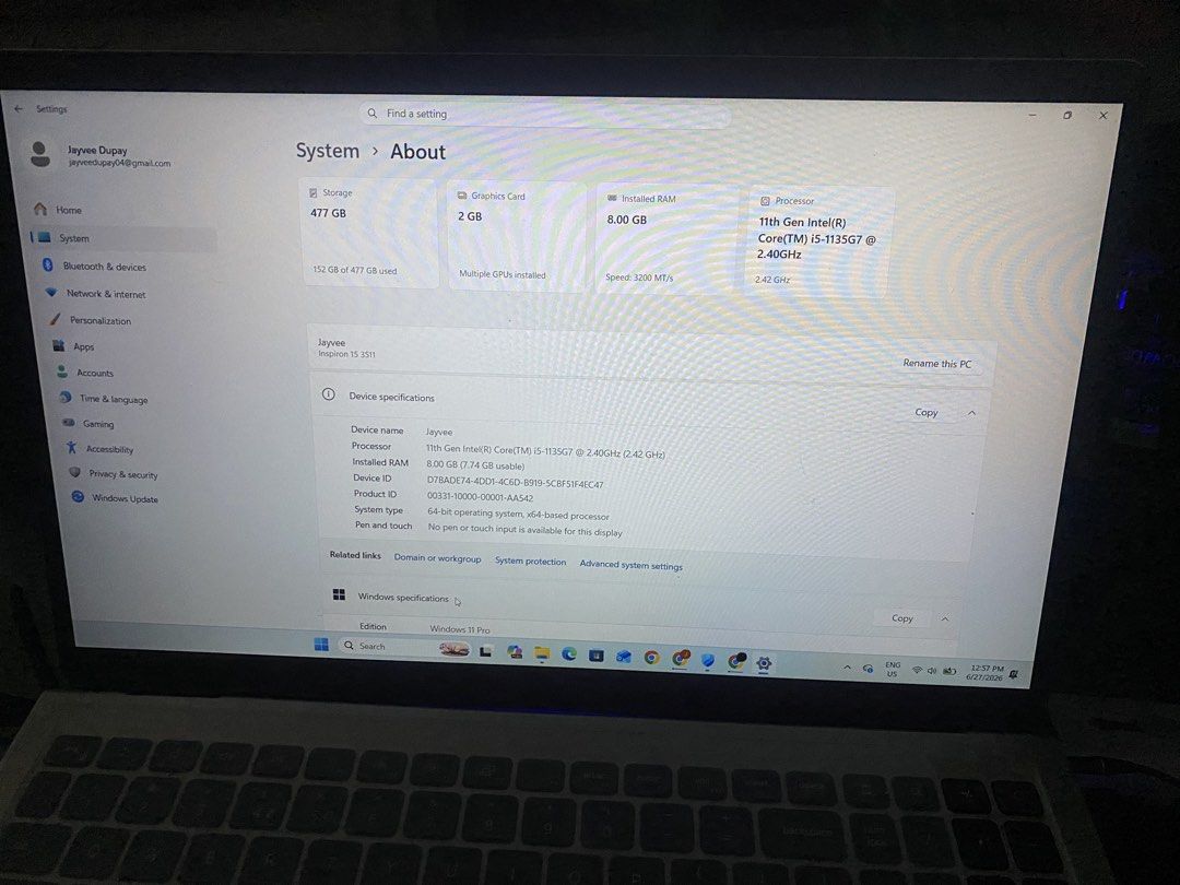 Dell Inspiron 15 3511 (Category: Laptops & Notebooks) located in Tabuk. Submitted by jebb_ (Listing ID 1446200198, Image 1). Description: rush rush rush! need funds.