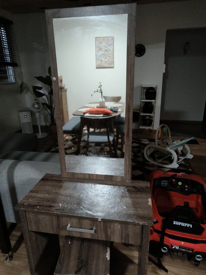 Dressing table (Category: Other Home Furniture) located in Singapore. Submitted by happyflower_710f79 (Listing ID 1446294548, Image 1). Description: there is some dented on the table and chair. if you willing can take $10.
