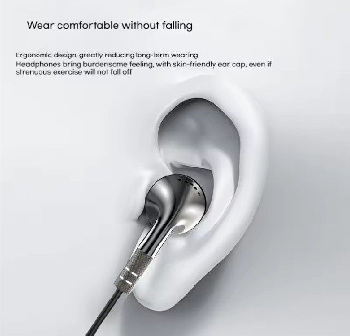 Earphone bass sorround sound (Category: Earphones) located in Makati City. Submitted by redisell (Listing ID 1446274838, Image 2). Description: - Experience immersive bass and surround sound. - Ergonomic design for comfortable long-term wear. - Skin-friendly ear caps ensure a secure fit, even during exercise. - Dense initial sound hole design for pure, undistorted sound transmission. - Stylish, bright, and shining appearance. - Wire-controlled mi