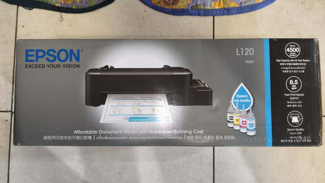 Epson L120 Printer with Ink Tank System (Category: Printers, Scanners & Copiers) located in Paranaque City. Submitted by imjolo (Listing ID 1446232512, Image 1). Description: Epson L120 Printer Negotiable LITERALLY BRAND NEW NEVER BEEN USED - Affordable document printing - Super low running cost - High capacity ink tank system - Compatible with Windows (7, 8, 10, XP) and Mac OS X - Power cable included - Perfect for home or office use If interest