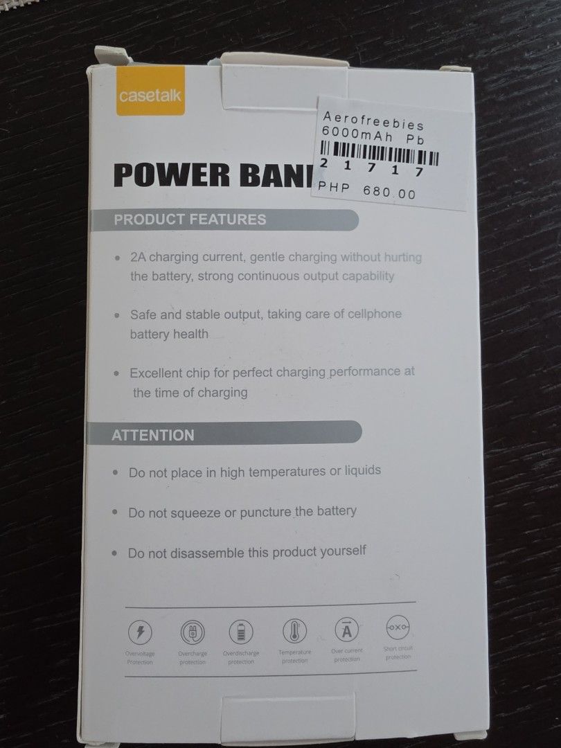 Fast Charging Powerbank 6000 mah (Category: Chargers) located in Paranaque City. Submitted by olxph_238106091 (Listing ID 1446247649, Image 2). Description: Fast charging powerbank 6000 mah.