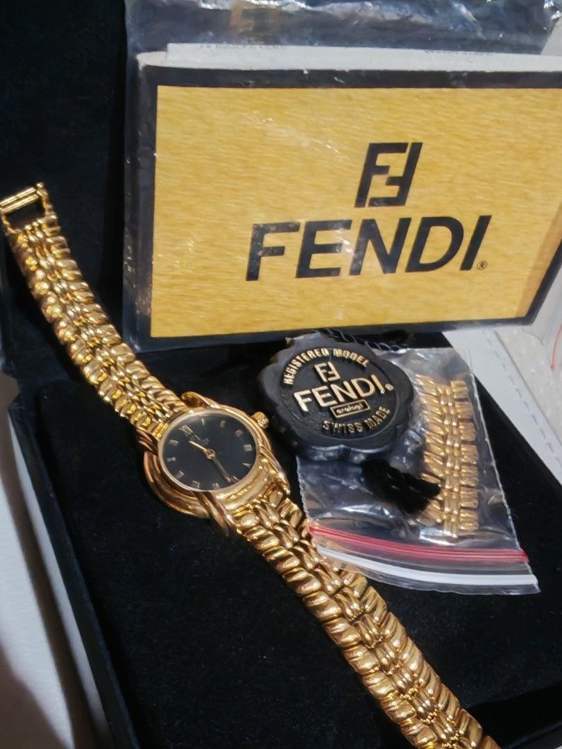 Fendi Registered Model Swiss Made Quartz Watch (Category: Luxury Watches) located in Caloocan City. Submitted by mommyella22 (Listing ID 1446187640, Image 1). Description: - Genuine Fendi Watch - Swiss Made - Black Dial with Roman Numerals - Model Number: D63-678 - Registered Model - Includes Original Box - Comes with Extra Links - 3 ATM Water Resistance - A Classic and Timeless Piece.