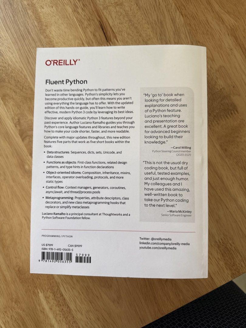 Fluent Python 2nd Edition O'Reilly Book, Hobbies & Lifestyle, Books ...