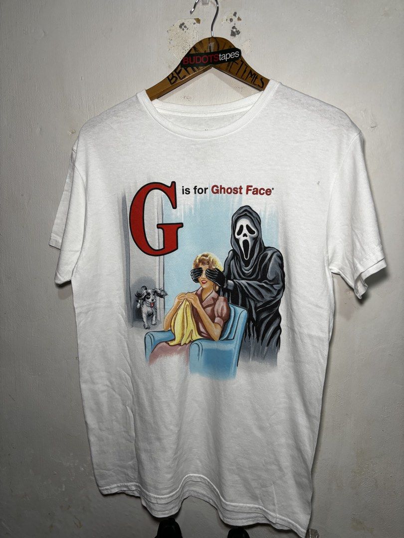 Ghostface tee (Category: Tshirts & Polo Shirts ) located in Calamba. Submitted by sinauna. (Listing ID 1446314540, Image 2). Description: WTS: Ghostface tee Condition/Issues: needs wash and one small hole (Note: Item’s not faded. Color may vary due to lighting) Dimension: 19.5x28.5 Size on tag: Medium Price: Mine - 349+SF Plus shipping fee! Free shipping if you purchase more than 3 items. Also, can give you a discount in my previous listings so c