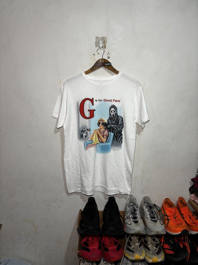 Ghostface tee (Category: Tshirts & Polo Shirts ) located in Calamba. Submitted by sinauna. (Listing ID 1446314540, Image 1). Description: WTS: Ghostface tee Condition/Issues: needs wash and one small hole (Note: Item’s not faded. Color may vary due to lighting) Dimension: 19.5x28.5 Size on tag: Medium Price: Mine - 349+SF Plus shipping fee! Free shipping if you purchase more than 3 items. Also, can give you a discount in my previous listings so c