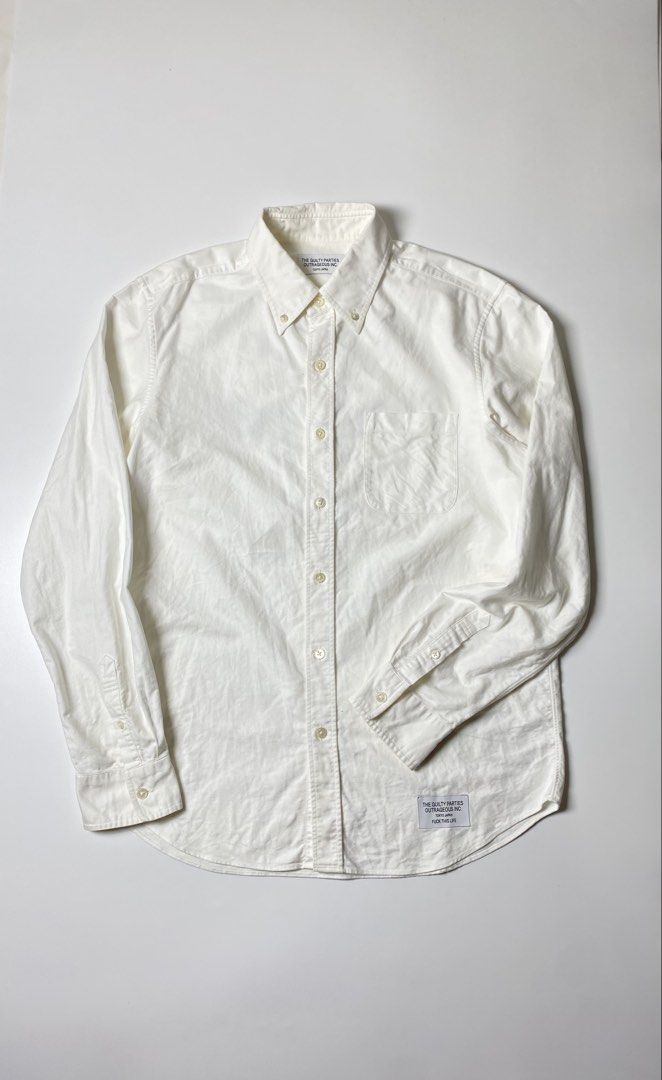GUILTY PARTIES WACKO MARIA BUTTON DOWN SHIRT (Category: Luxury Apparel) located in Balanga. Submitted by faded_garmz (Listing ID 1446192392, Image 3). Description: GUILTY PARTIES WACKO MARIA BUTTON DOWN SHIRT MADE IN JAPAN L ON TAG 100% COTTON DIMENSIONS WIDTH - 21” LENGHT - 28” SHOULDER - 17.5” SLEEVE - 25” HEM - 20” .