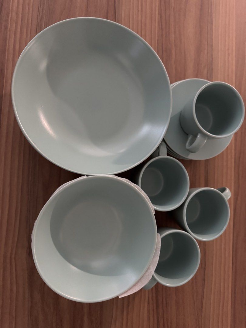 IKEA Sage Ceramic Dinnerware Set - 4 Cups, 4 Bowls, 4 Plates