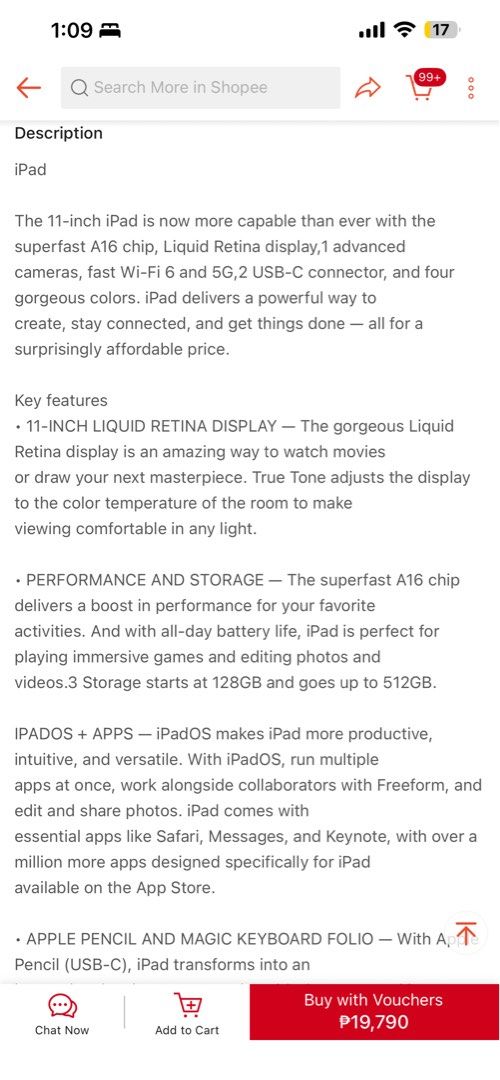 Ipad (Category: iPad) located in Manila. Submitted by jesslynga00240 (Listing ID 1446330469, Image 3). Description: Did not use often. Brand new.