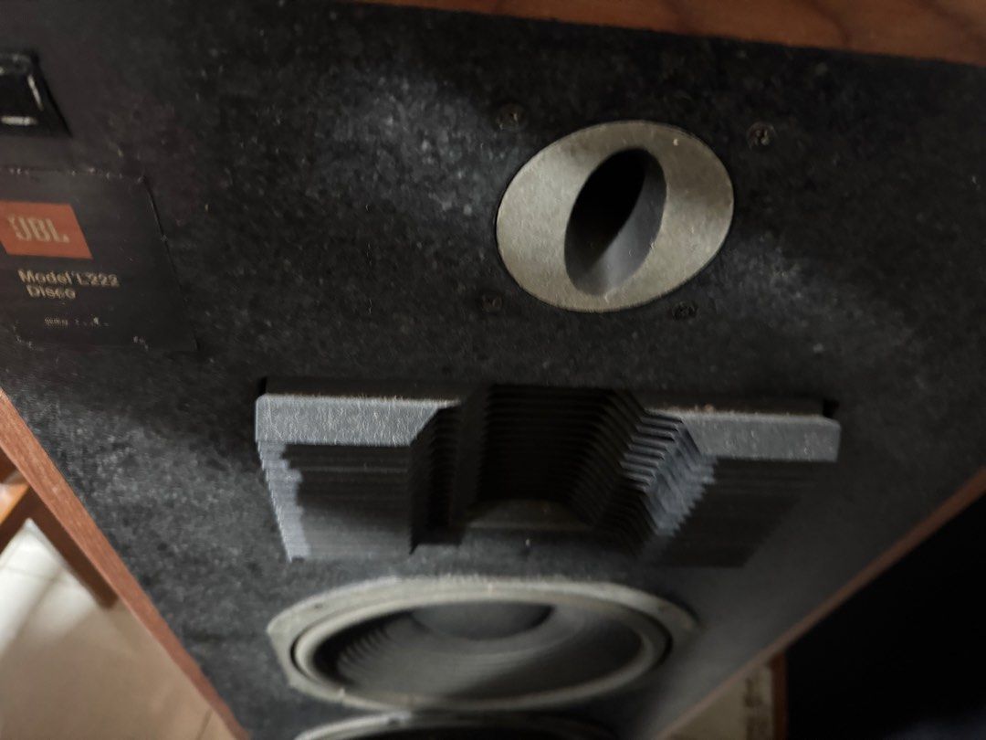 JBL L222 DISCO VINTAGE SPEAKERS (Category: Soundbars, Speakers & Amplifiers) located in Cainta. Submitted by espinosario2 (Listing ID 1446242323, Image 2). Description: JBL MODEL L222 DISCO VINTAGE SPEAKERS 2 pcs LEFT RIGHT. 60k per piece mid recone wood frame repair Untested. working before storage, as is 60,000 per piece.