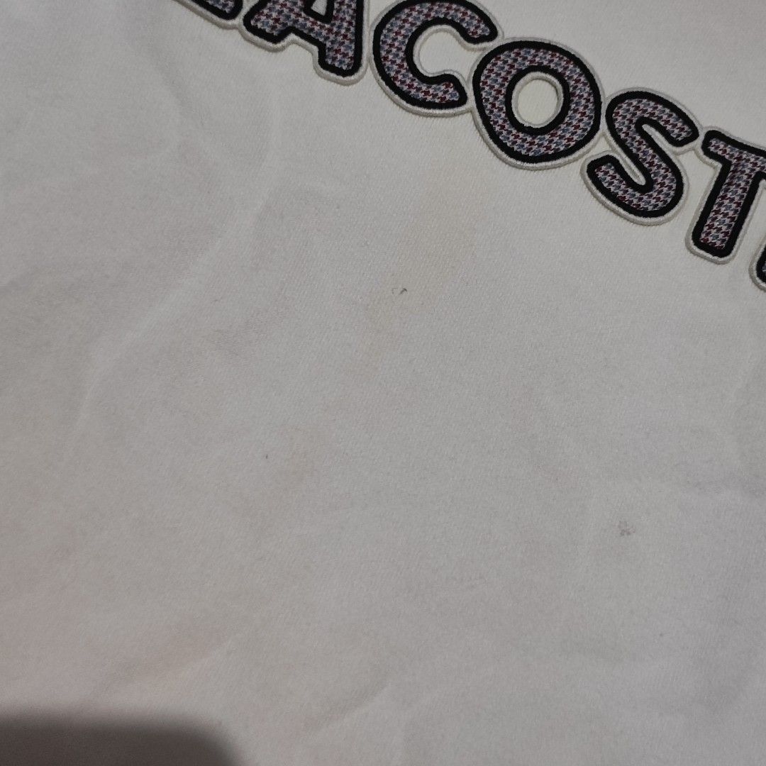Lacoste White Long Sleeve Sweater Size 34 (Category: Longsleeves) located in San Fabian. Submitted by jen01122 (Listing ID 1446230427, Image 3). Description: Loc: San Fabian, Pangasinan Mod: Jnt Mop: Gcash Authentic Has stains.