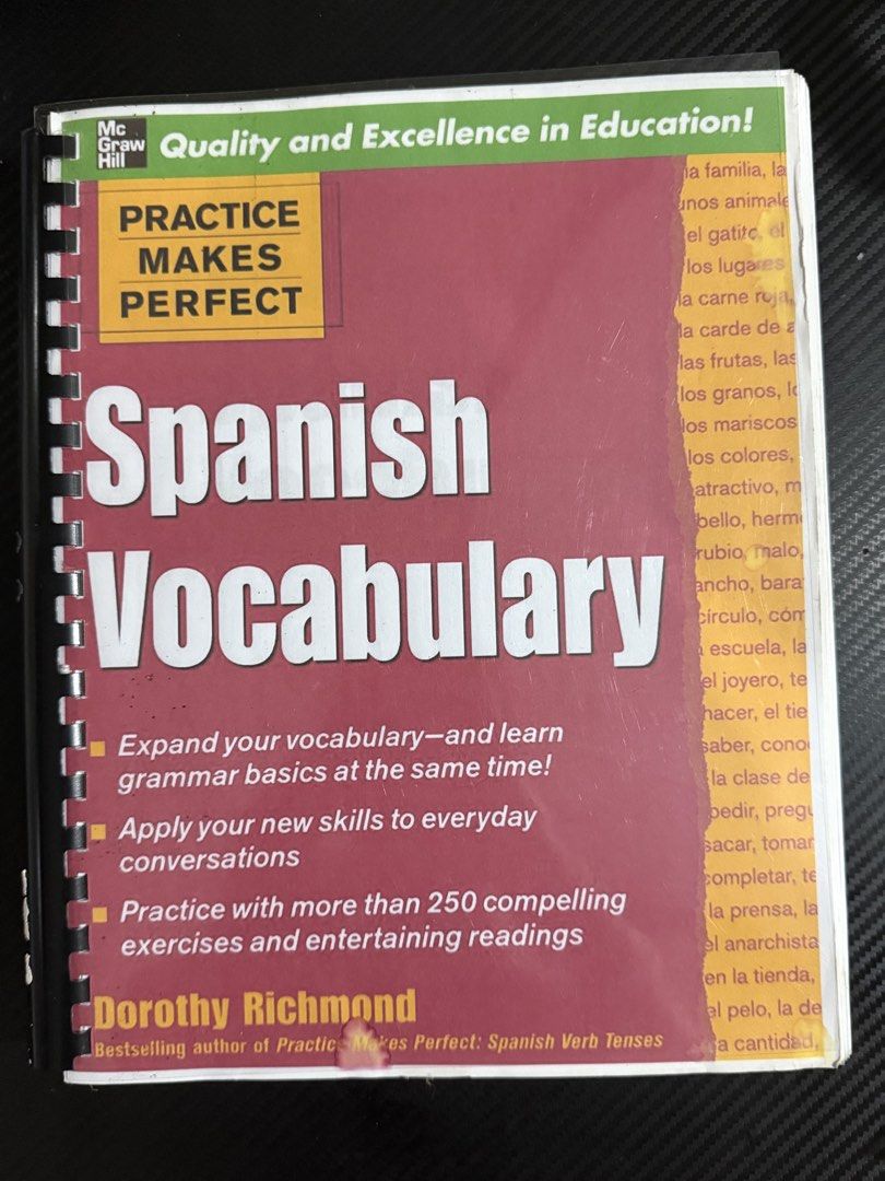 Learn Spanish Language - Spanish Vocabulary Language Books (Practice Makes Perfect) (Category: Textbooks) located in Davao. Submitted by jetev0ix (Listing ID 1446321921, Image 1). Description: Like new! Answered up to page 30 only. Book condition including its pages are still new..