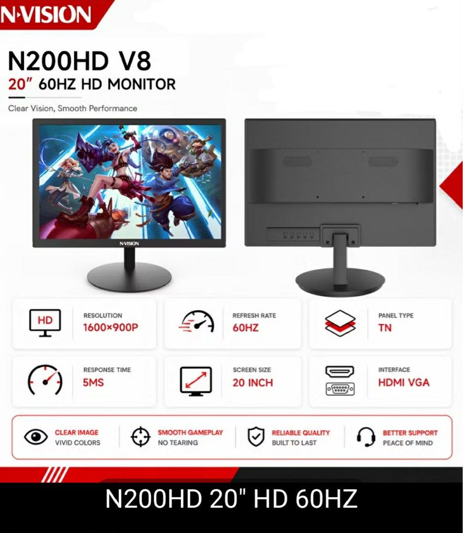 Led Monitor (Category: Desktops) located in Manila. Submitted by adrinpot (Listing ID 1446276483, Image 2). Description: Brand: Nvision Led Monitor Model: N200HD.