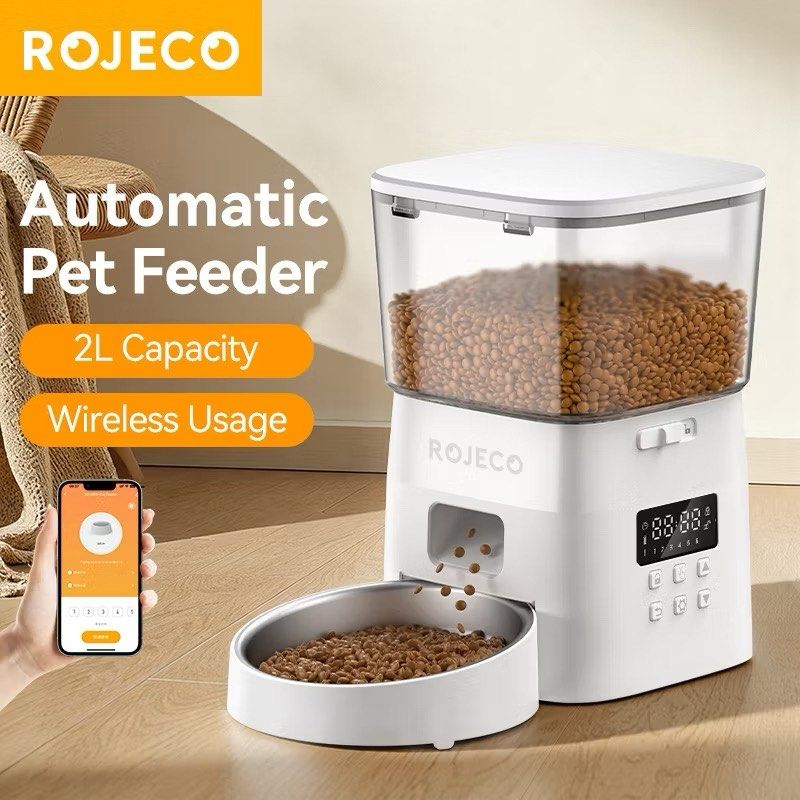 Rojeco Automatic Cat Feeder Button Version 2L Auto Timed Cat Feeder (Category: Homes & Other Pet Accessories) located in San Pablo. Submitted by dans__preloved (Listing ID 1446319613, Image 1). Description: Rojeco Automatic feeder for cats or dogs Can be connected to the Rojeco App so you can control the amount and schedule We have 3, bought for 1300+ each selling for 950 each .