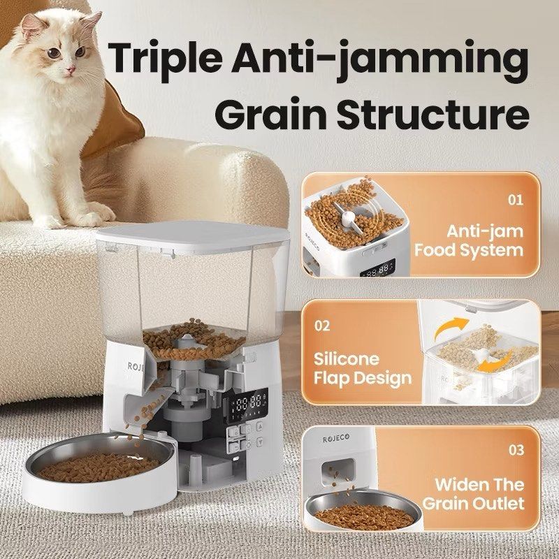 Rojeco Automatic Cat Feeder Button Version 2L Auto Timed Cat Feeder (Category: Homes & Other Pet Accessories) located in San Pablo. Submitted by dans__preloved (Listing ID 1446319613, Image 2). Description: Rojeco Automatic feeder for cats or dogs Can be connected to the Rojeco App so you can control the amount and schedule We have 3, bought for 1300+ each selling for 950 each .