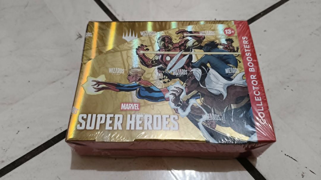 Magic gathering Marvel Super Heroes collector booster Mtg CBB (Category: Card Packs) located in Manila. Submitted by rimaxpc (Listing ID 1446254926, Image 2). Description: Magic gathering Marvel Super Heroes collector booster Mtg CBB sealed 12 booster pack inside.