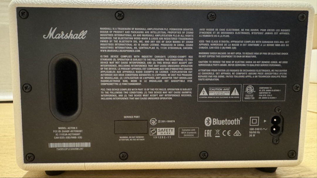 Marshall Acton II Bluetooth Speaker - White493981822459596804