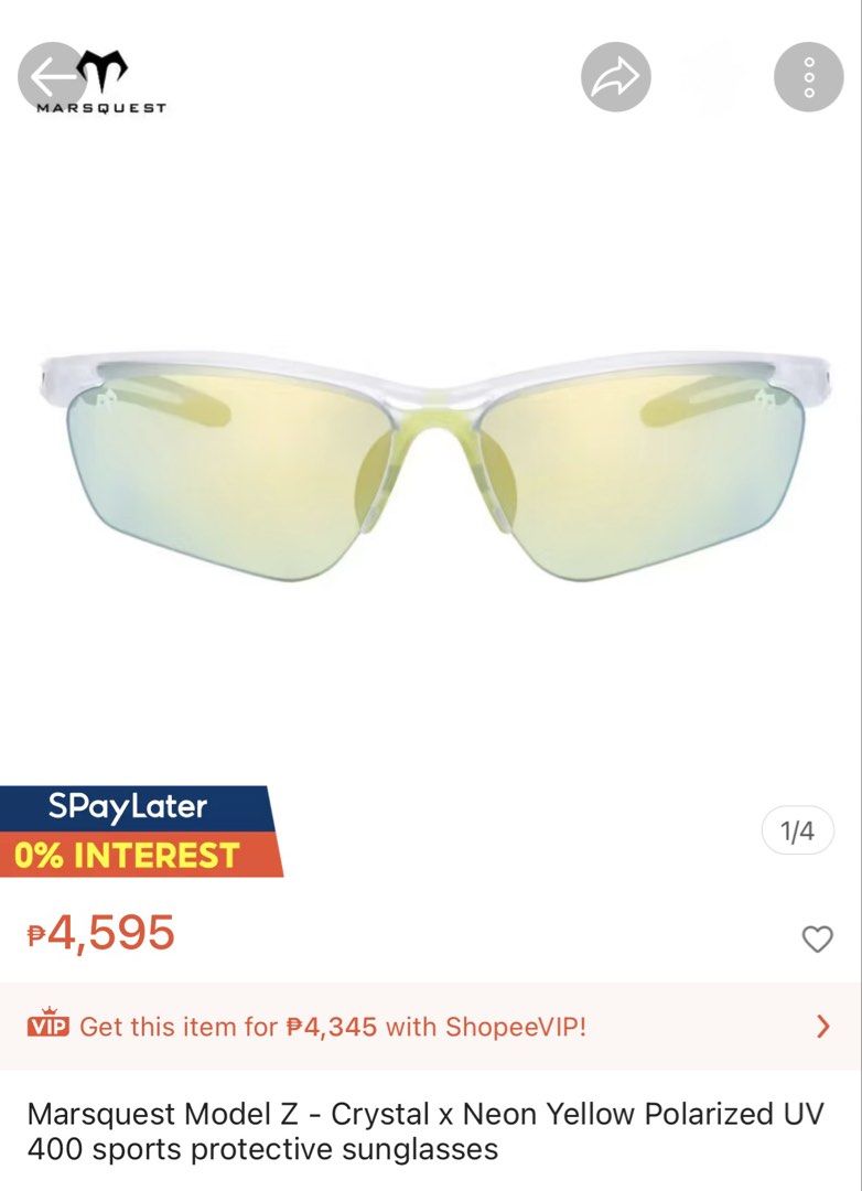 Marsquest Eyewear (Category: Sunglasses & Eyewear) located in Quezon City. Submitted by kfrys (Listing ID 1446243072, Image 1). Description: Used only 3x No flaws Bought from IG accnt of Marsquestphilippines 100% authentic Great for running – secure fit, no bounce Well taken care of Comes with the original pouch/case * RFS: Too many sunglasses.