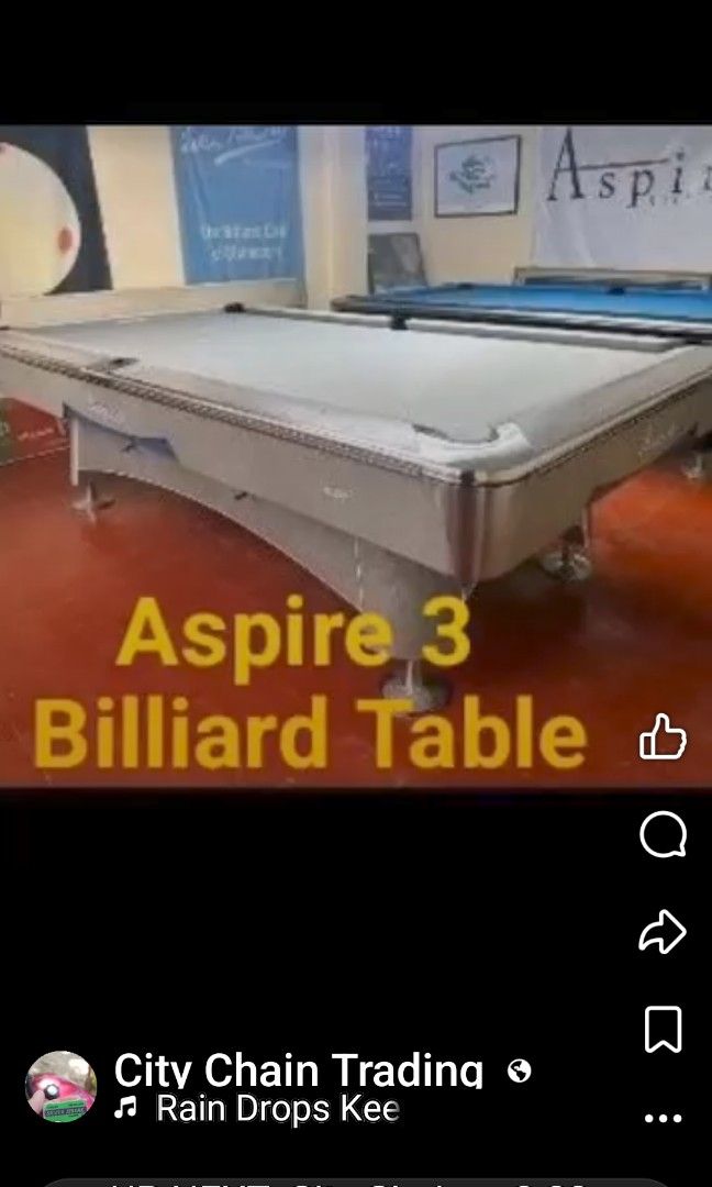 maxima billiand table,Aspire 3 Billiard Table (Category: Billiards and Bowling) located in Manila. Submitted by cctsugar (Listing ID 1446344150, Image 3). Description: Selling an Aspire 3 billiard table. It has a light grey felt and a silver frame. The legs are curved and sturdy. This table is ready for a game. Great for a game room or entertainment space. Let me know if you have questions..
