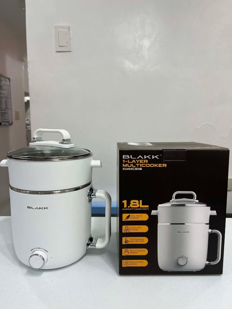 Multicooker - Blakk 1.8L 1-Layer (Category: Cookers) located in Manila. Submitted by entiretyph (Listing ID 1446240589, Image 1). Description: Blakk 1-Layer Multicooker 1.8L KMMC918 Make everyday cooking easier with the Blakk 1-Layer Multicooker KMMC918. Designed for convenience and versatility, this compact 1.8L electric cooker is perfect for preparing a variety of meals such as rice, noodles, soups, steamed vegetables, eggs, hotpot dishes, and 