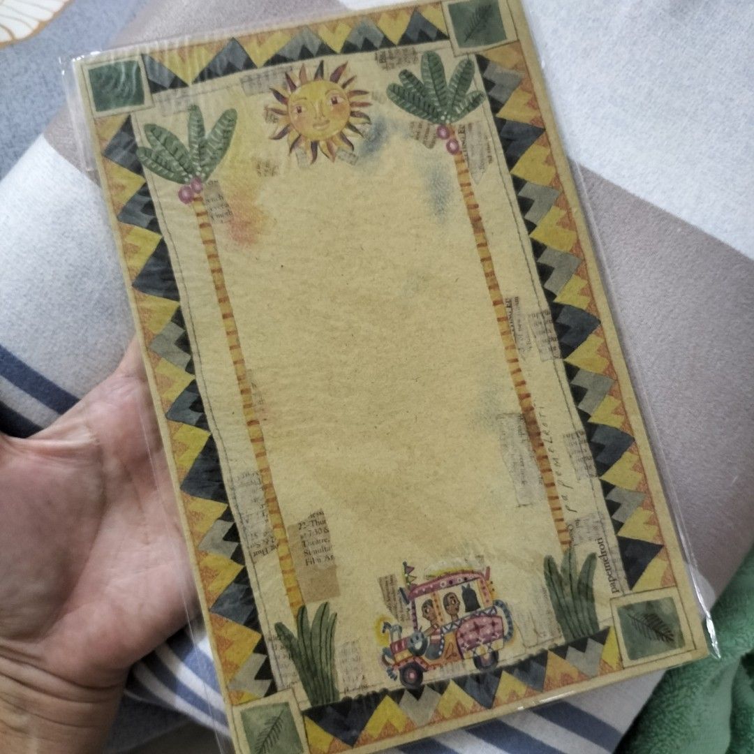 Papemelroti Dream Big Notepad / Letter Pad (Category: Stationery & School Supplies) located in Paranaque City. Submitted by decluttering-all (Listing ID 1446171914, Image 3). Description: - Adorable notepad with a fun, tropical theme. - Features a vibrant design with a sun, palm trees, and a jeepney. - Papemelroti logo and website on the back. - Perfect for taking notes, writing letters, or journaling. - Approximate dimensions: 6x9 inches. - Grea